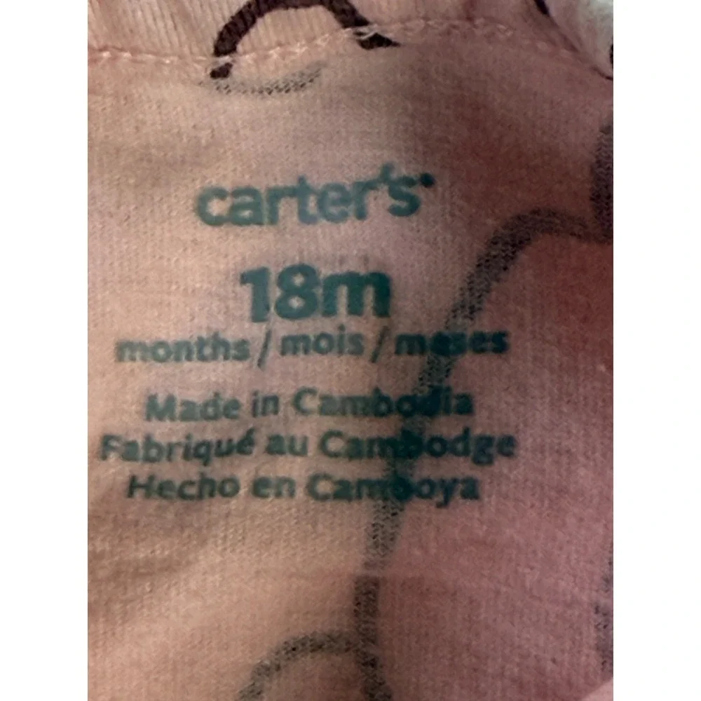 Carter's Baby Girl Butterfly Print Bodysuit Pink Flutter Sleeve‎ One Piece 18M